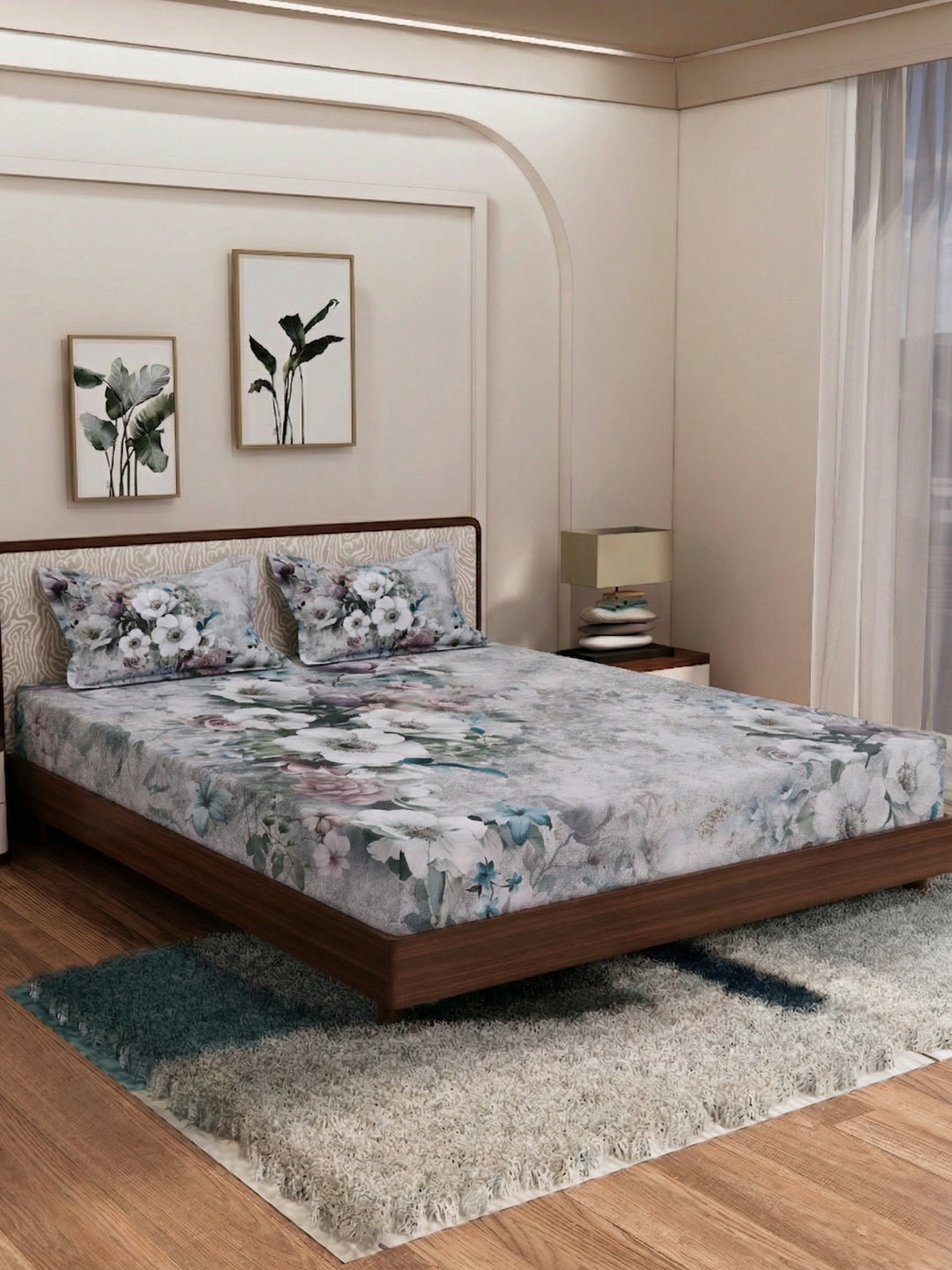 120 GSM Polyester King Size Bedsheet with 2 Pillow Covers Soft Touch Collection