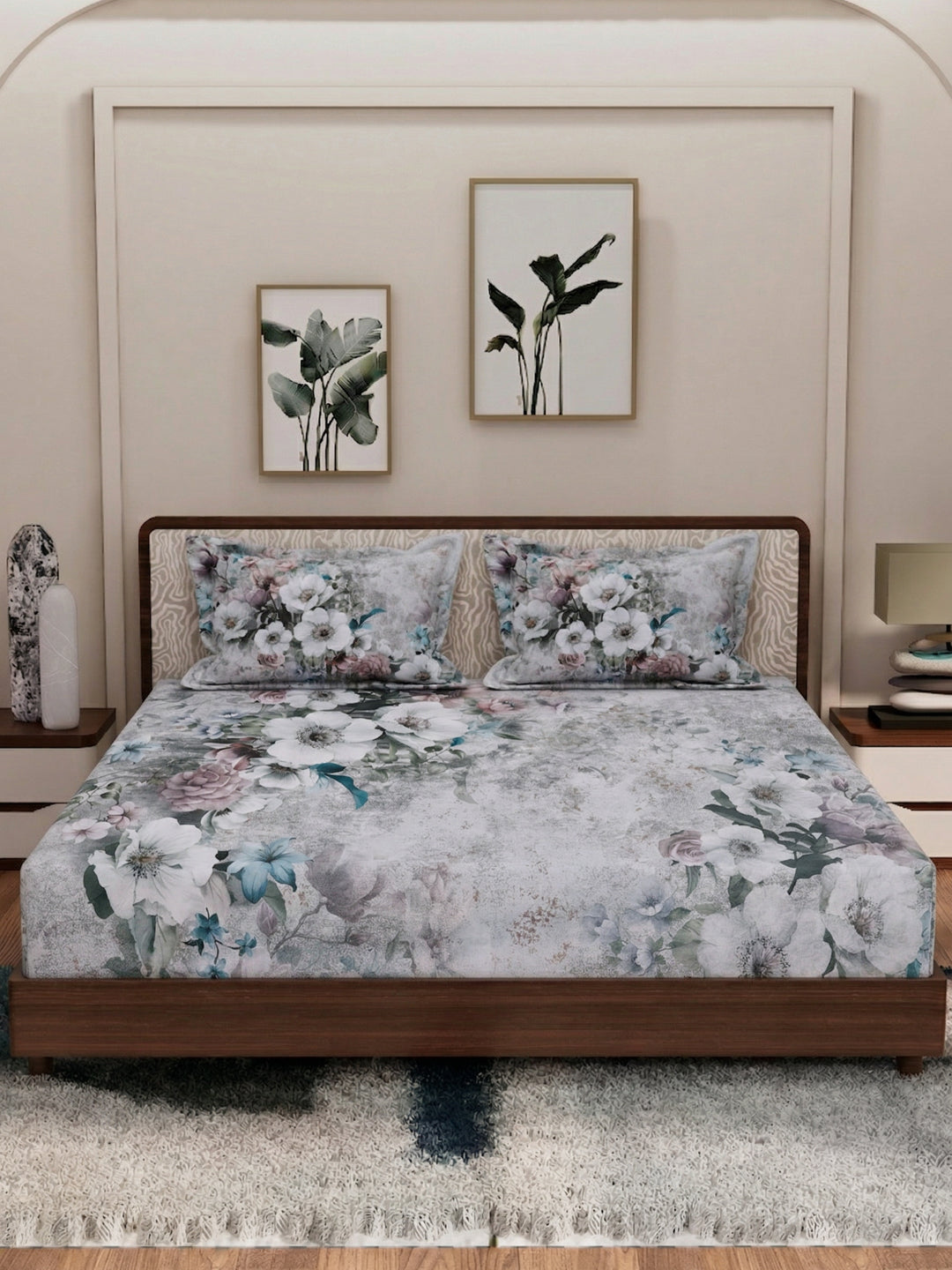 120 GSM Polyester King Size Bedsheet with 2 Pillow Covers Soft Touch Collection