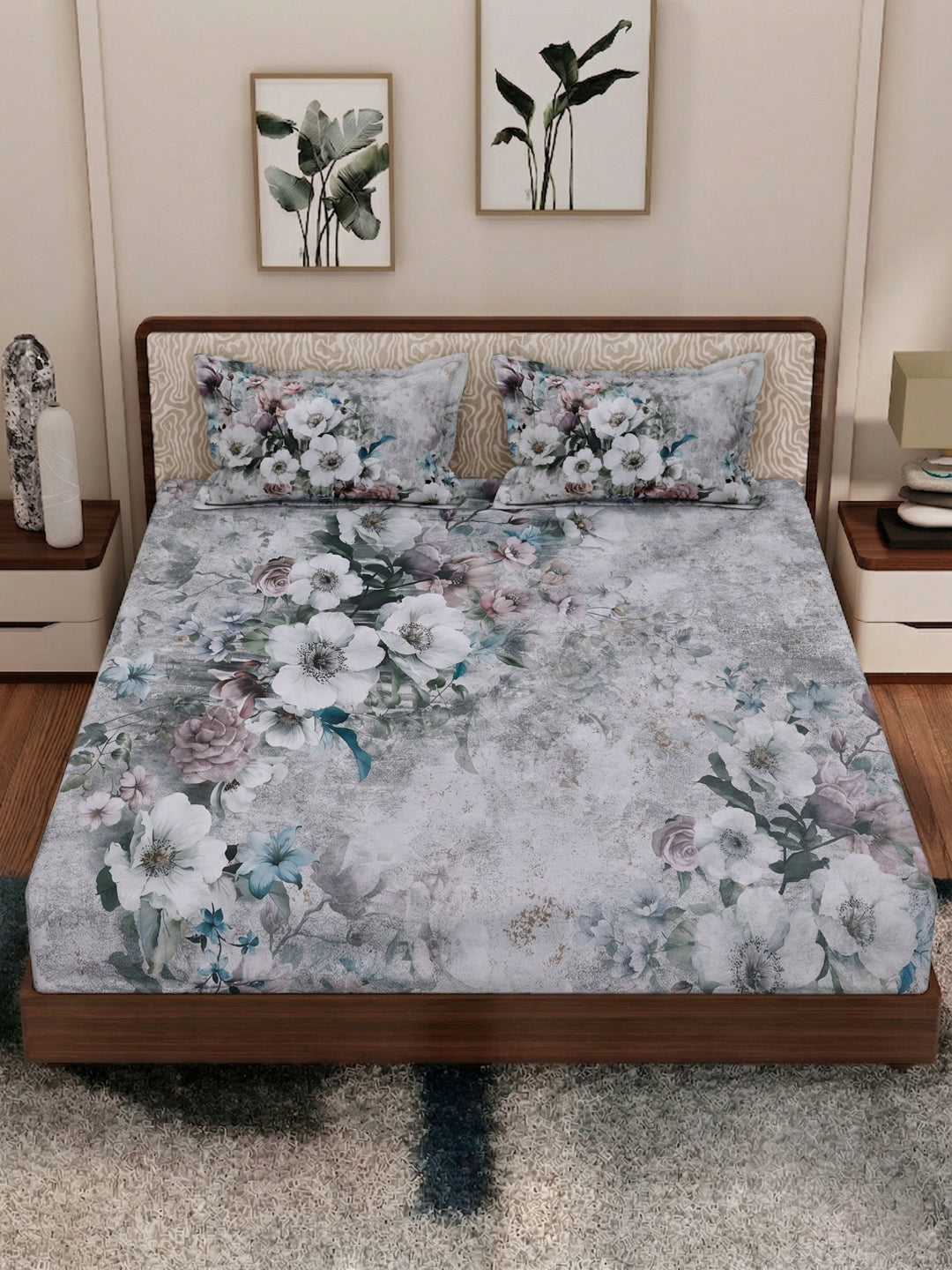 120 GSM Polyester King Size Bedsheet with 2 Pillow Covers Soft Touch Collection