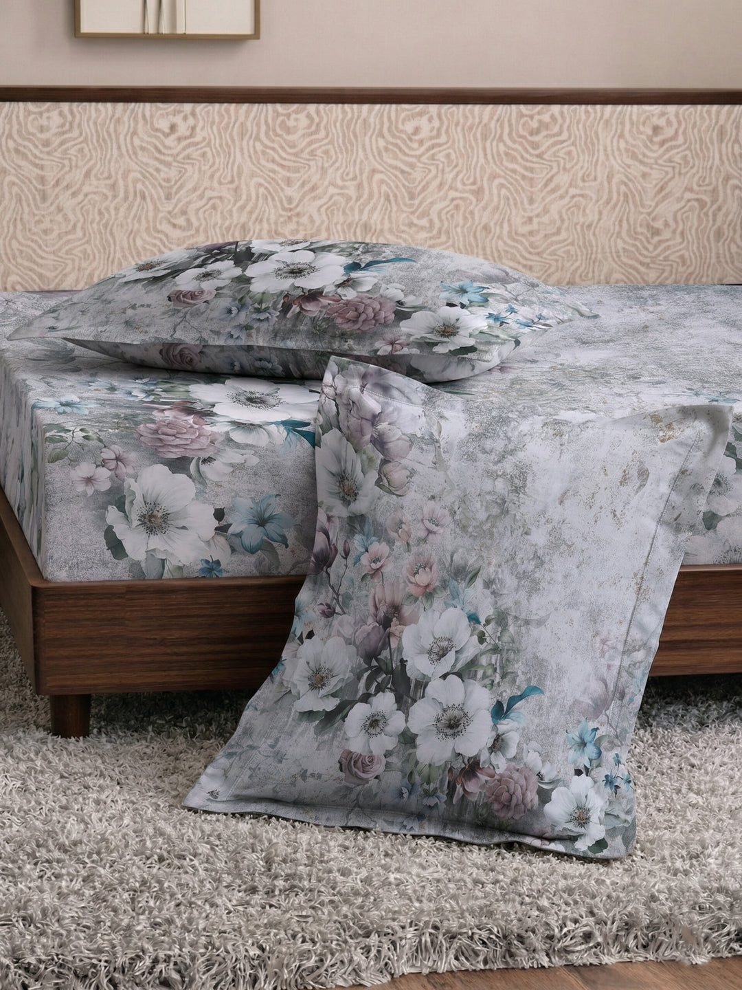 120 GSM Polyester King Size Bedsheet with 2 Pillow Covers Soft Touch Collection