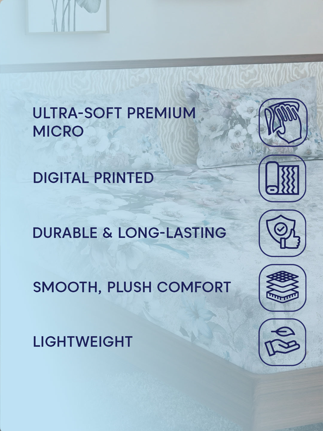 120 GSM Polyester King Size Bedsheet with 2 Pillow Covers Soft Touch Collection