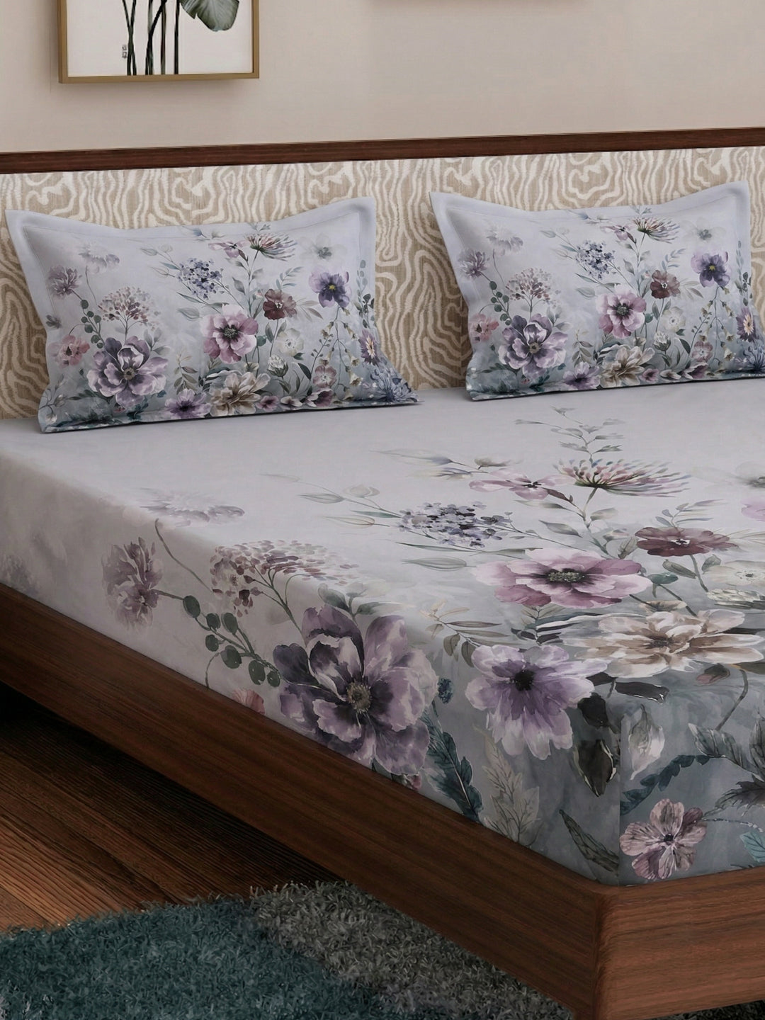 120 GSM Polyester King Size Bedsheet with 2 Pillow Covers Soft Touch Collection