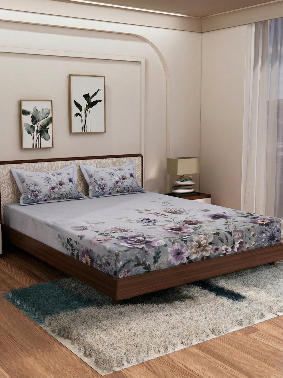 120 GSM Polyester King Size Bedsheet with 2 Pillow Covers Soft Touch Collection