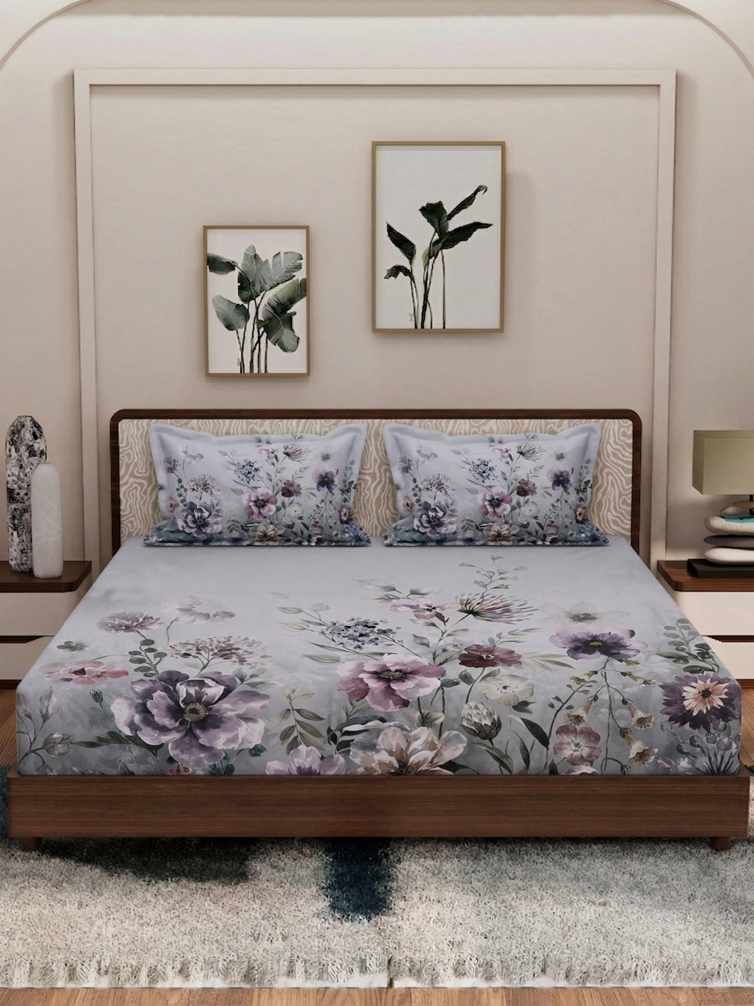 120 GSM Polyester King Size Bedsheet with 2 Pillow Covers Soft Touch Collection