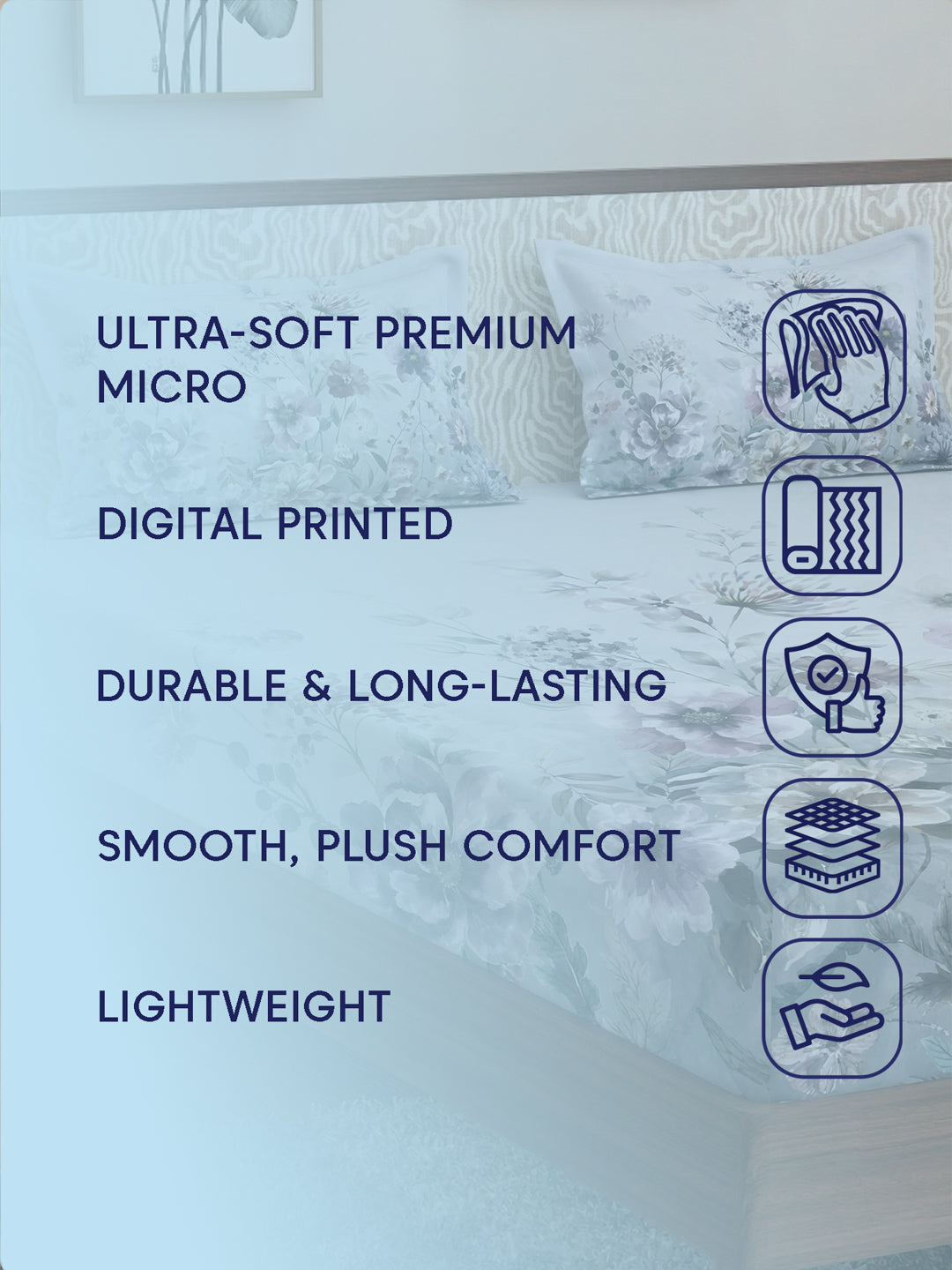 120 GSM Polyester King Size Bedsheet with 2 Pillow Covers Soft Touch Collection