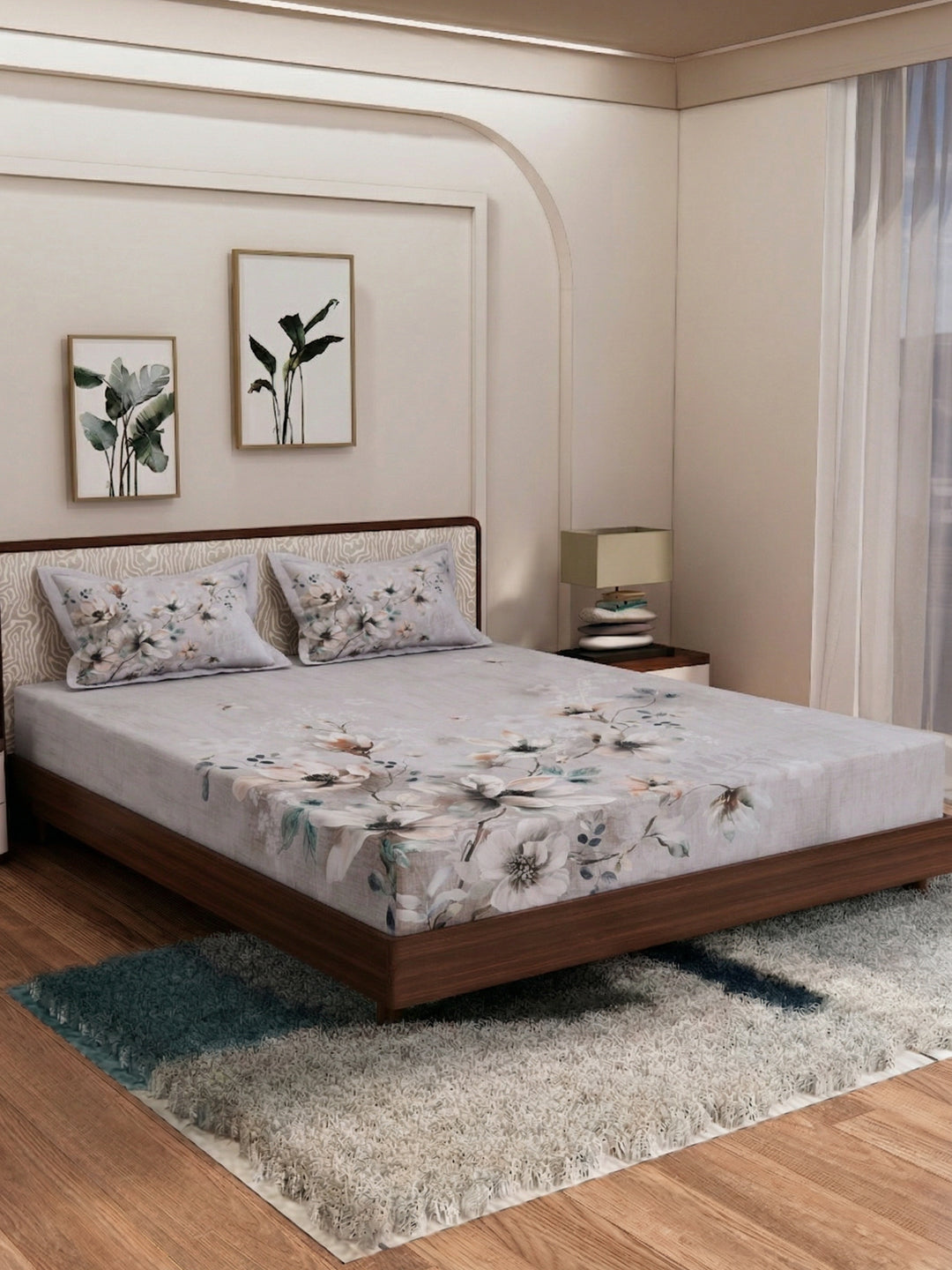 120 GSM Polyester King Size Bedsheet with 2 Pillow Covers Soft Touch Collection