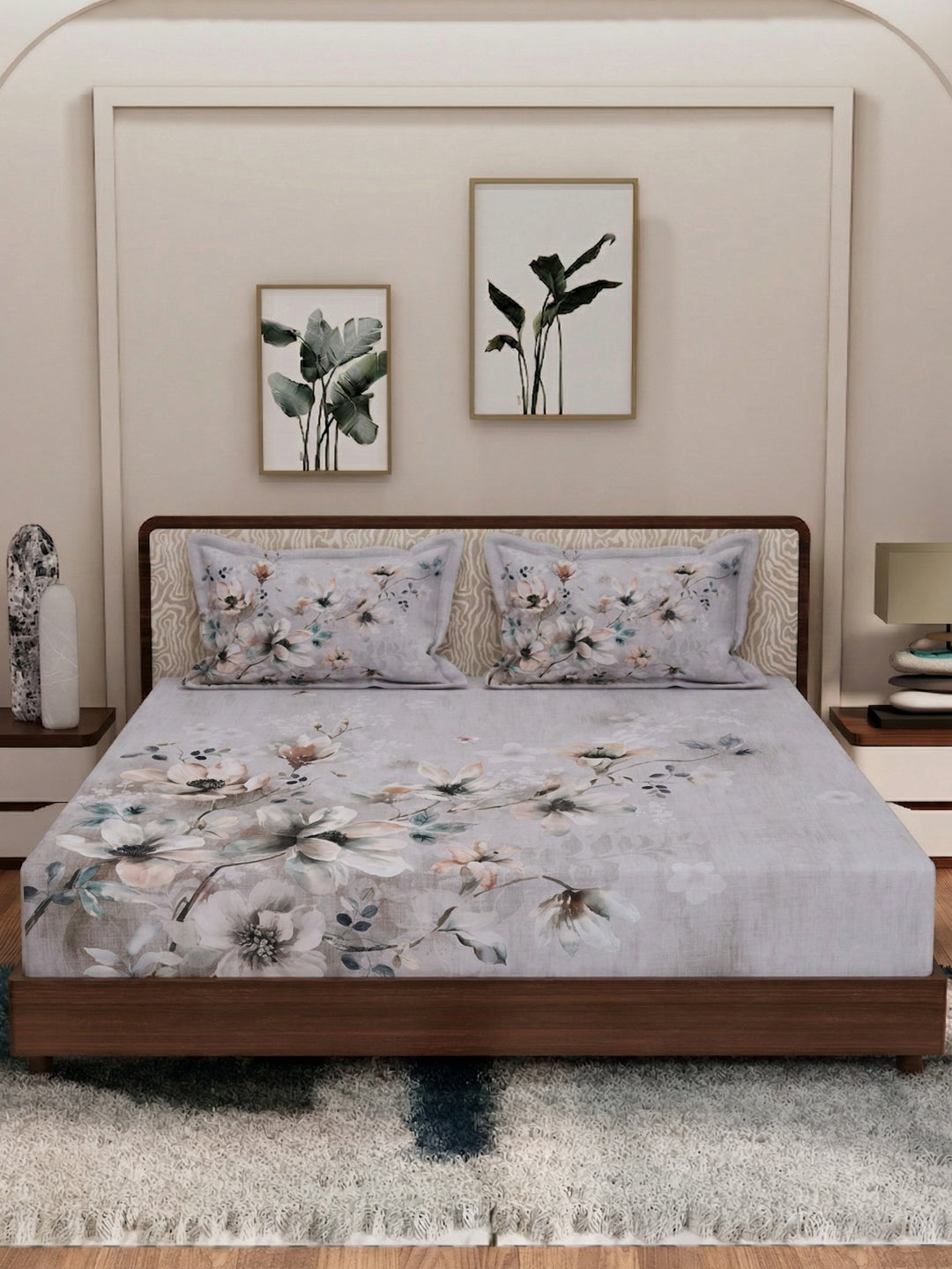 120 GSM Polyester King Size Bedsheet with 2 Pillow Covers Soft Touch Collection