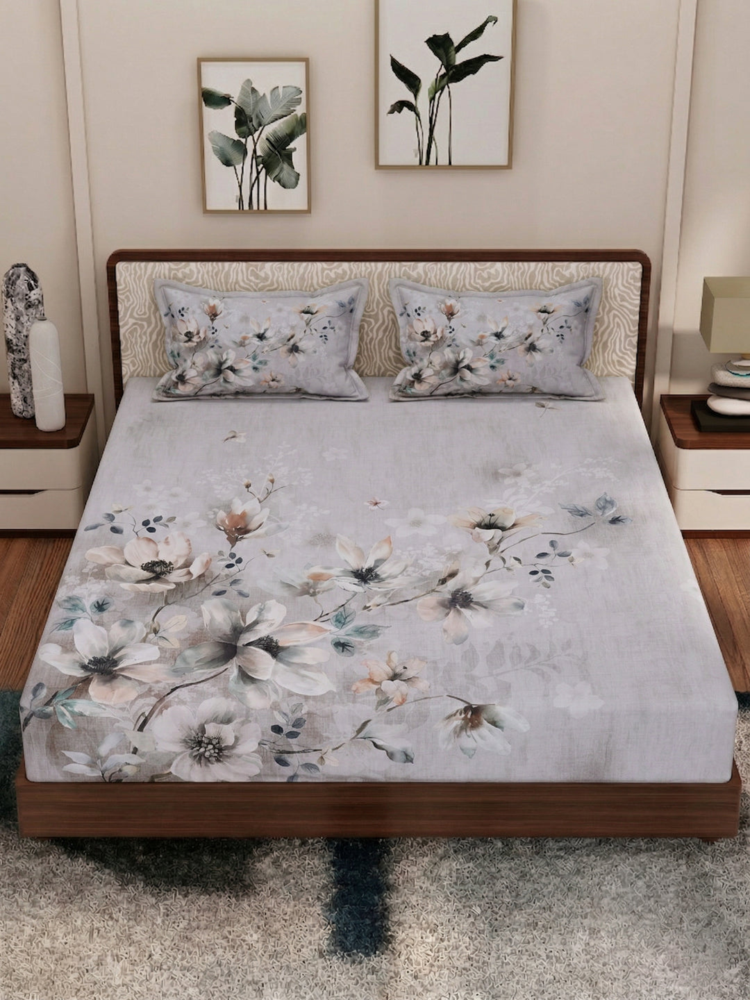 120 GSM Polyester King Size Bedsheet with 2 Pillow Covers Soft Touch Collection