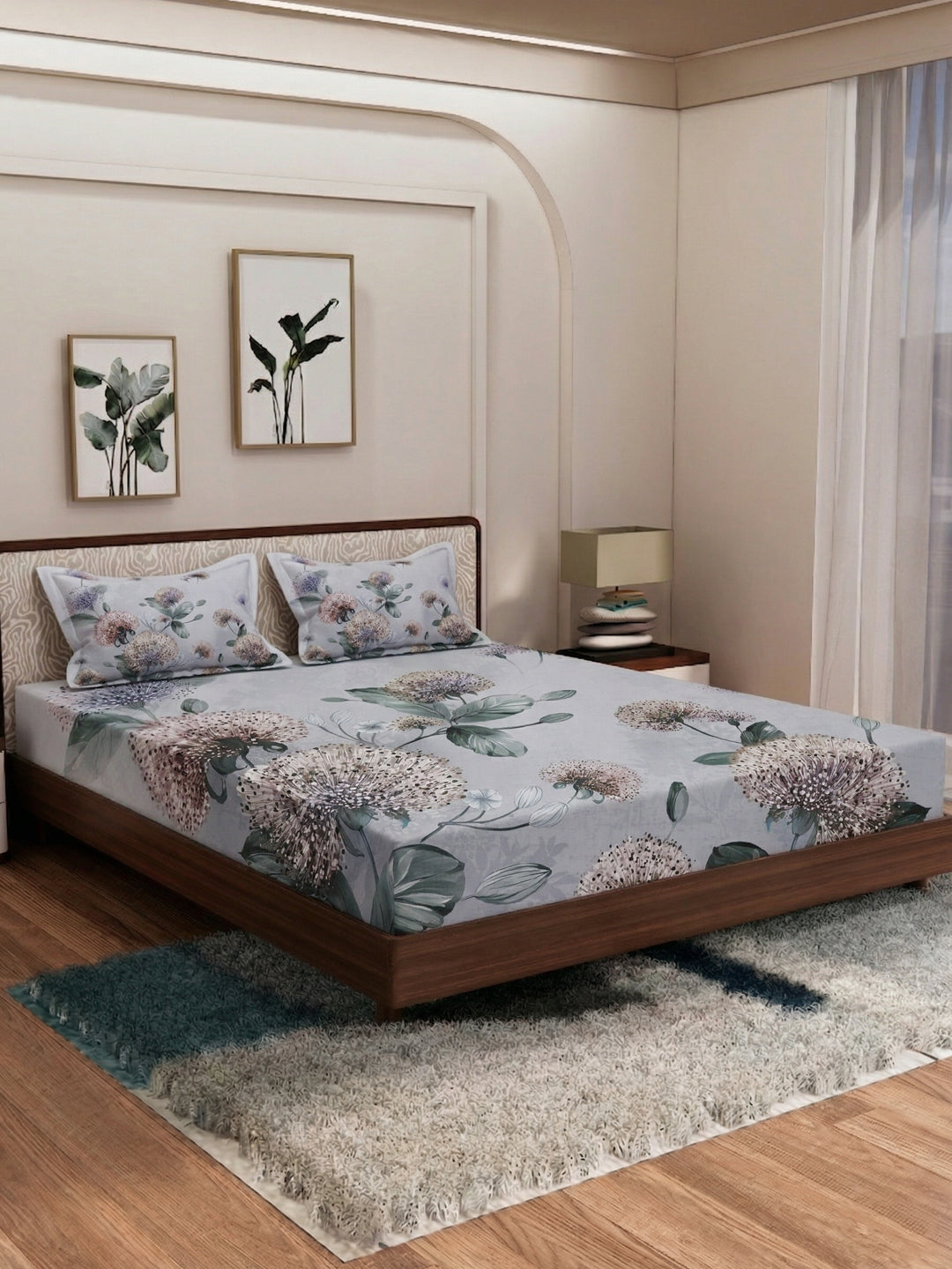 120 GSM Polyester King Size Bedsheet with 2 Pillow Covers Soft Touch Collection