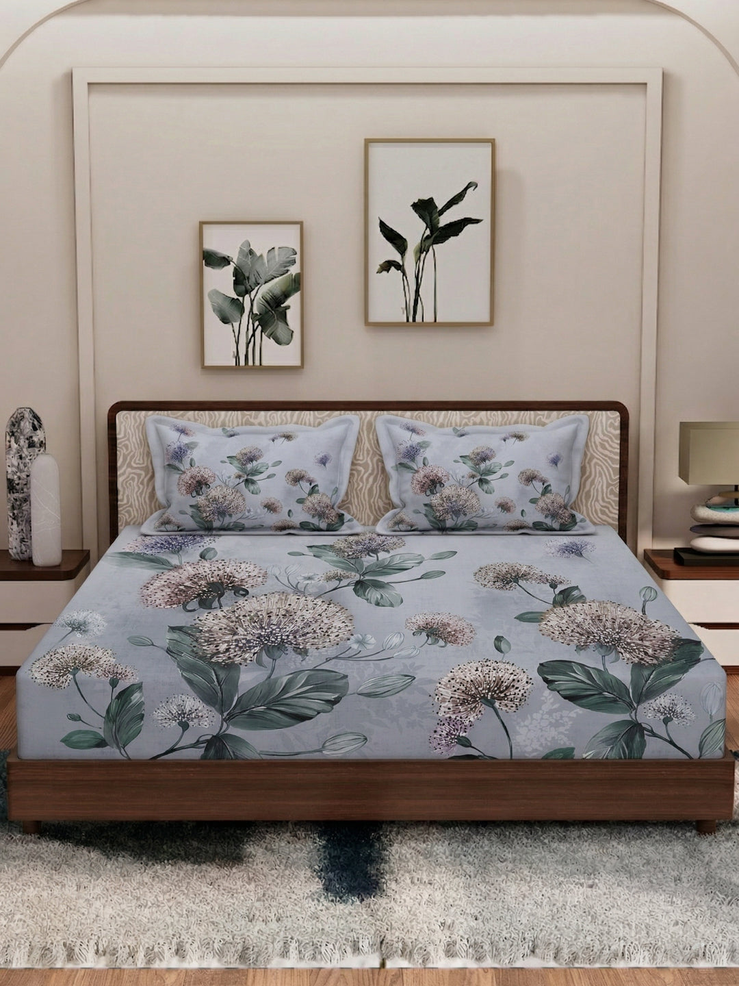 120 GSM Polyester King Size Bedsheet with 2 Pillow Covers Soft Touch Collection