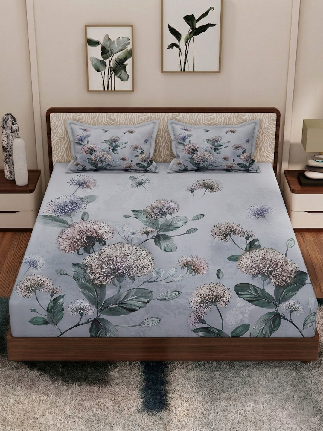 120 GSM Polyester King Size Bedsheet with 2 Pillow Covers Soft Touch Collection