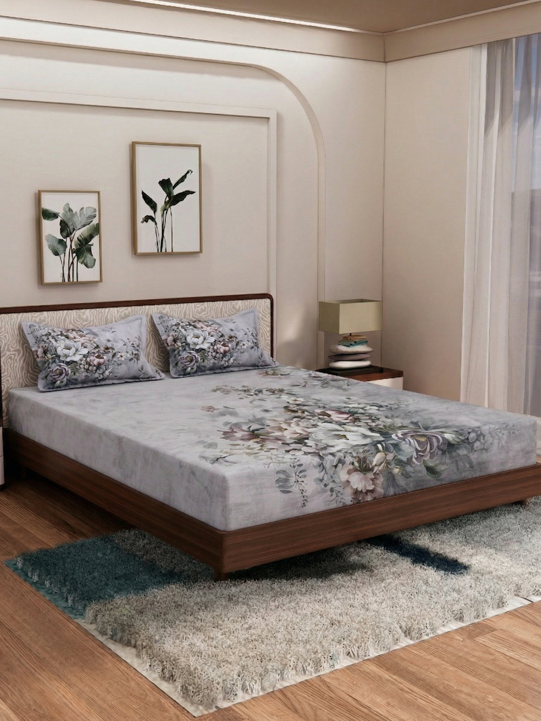 120 GSM Polyester King Size Bedsheet with 2 Pillow Covers Soft Touch Collection
