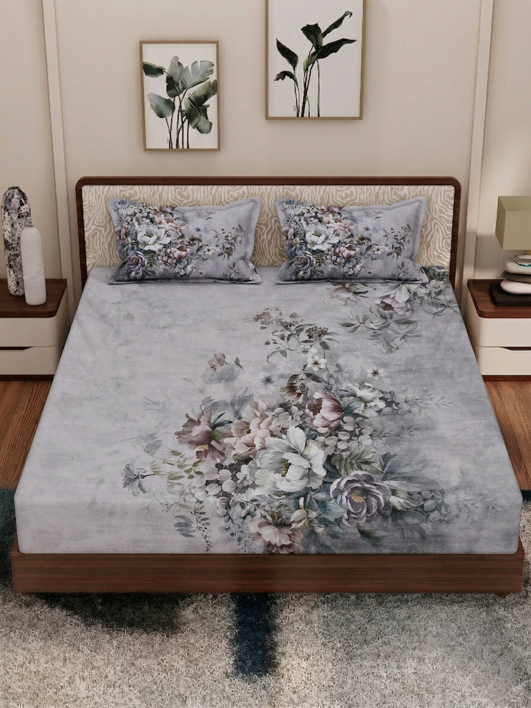 120 GSM Polyester King Size Bedsheet with 2 Pillow Covers Soft Touch Collection