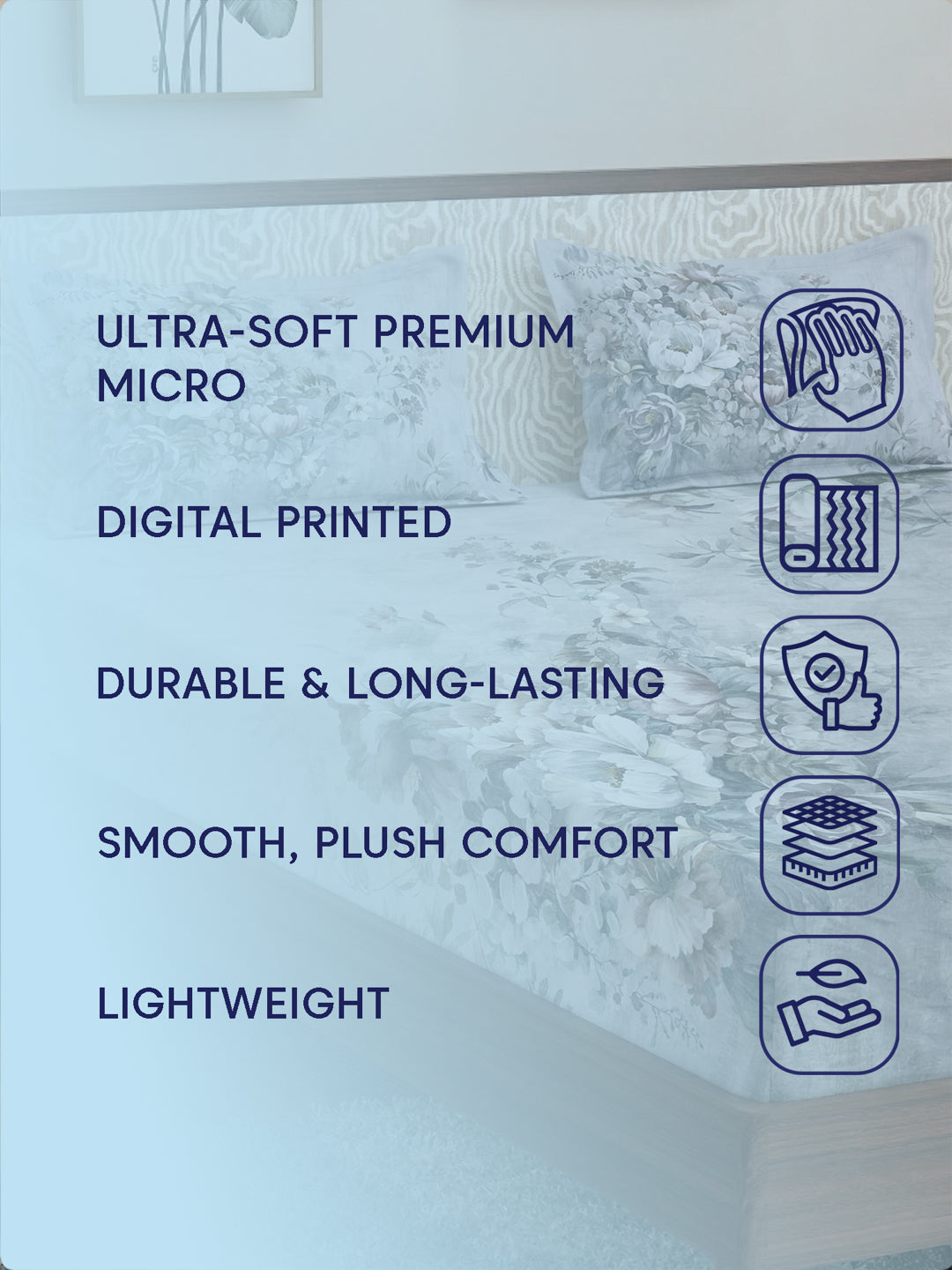 120 GSM Polyester King Size Bedsheet with 2 Pillow Covers Soft Touch Collection