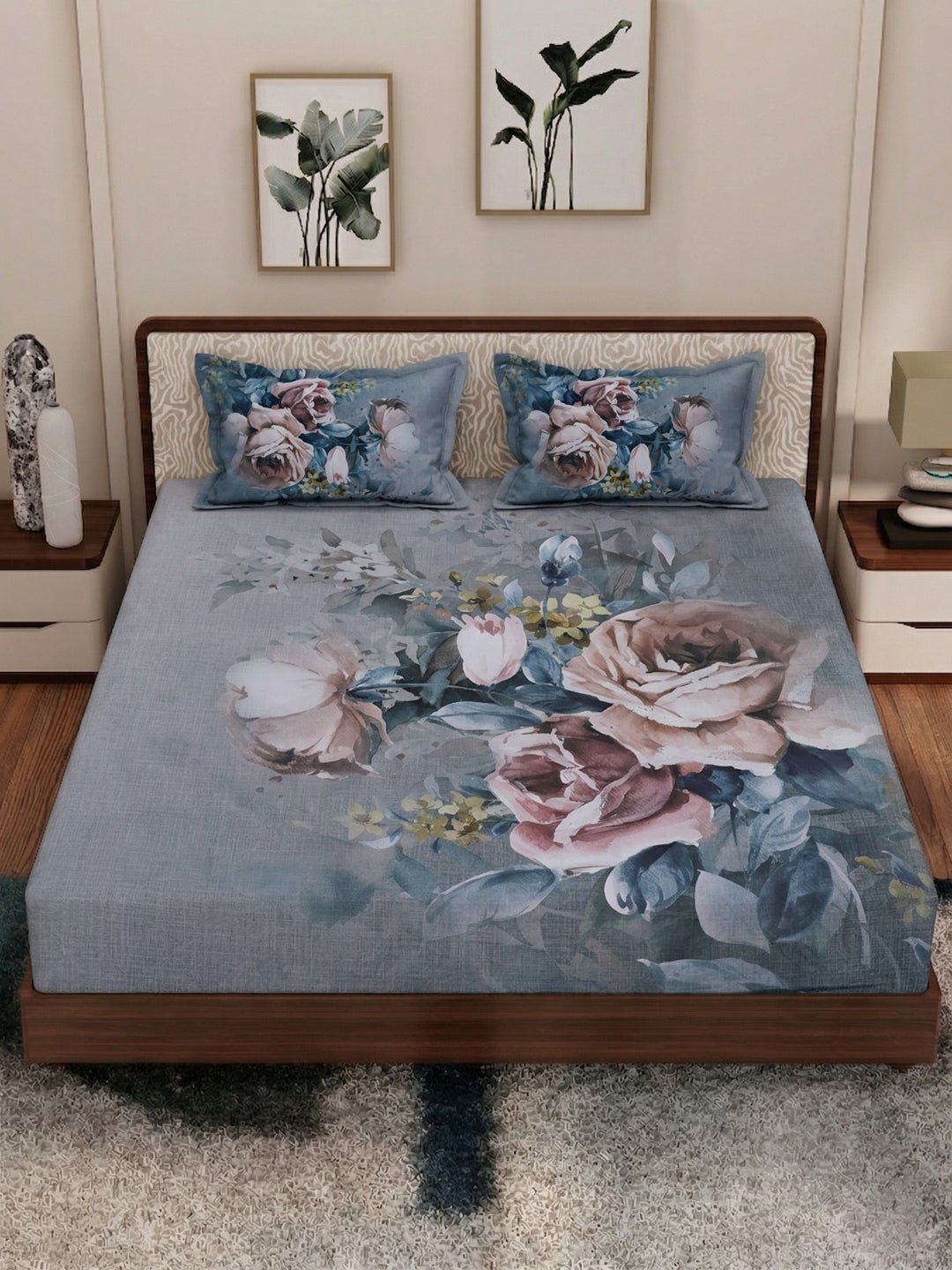 120 GSM Polyester King Size Bedsheet with 2 Pillow Covers Soft Touch Collection