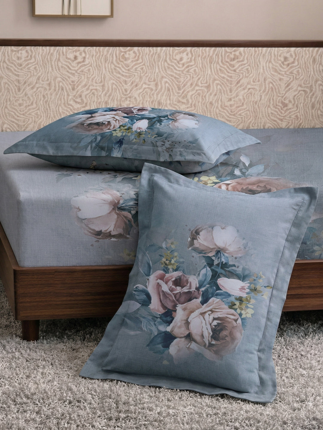 120 GSM Polyester King Size Bedsheet with 2 Pillow Covers Soft Touch Collection