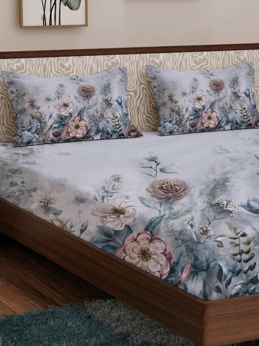 120 GSM Polyester King Size Bedsheet with 2 Pillow Covers Soft Touch Collection