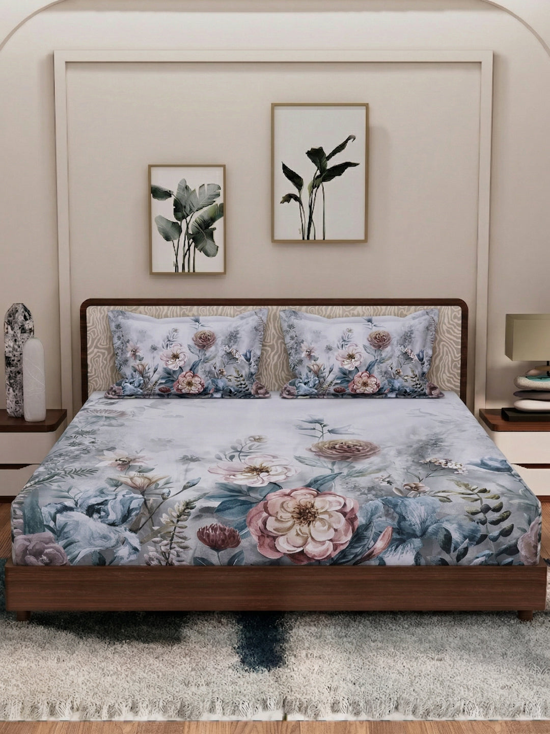 120 GSM Polyester King Size Bedsheet with 2 Pillow Covers Soft Touch Collection