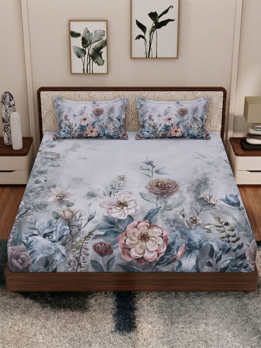 120 GSM Polyester King Size Bedsheet with 2 Pillow Covers Soft Touch Collection