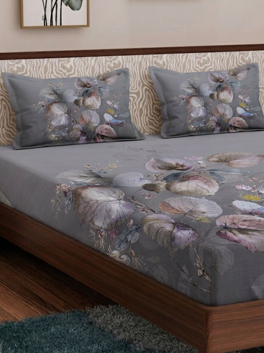 120 GSM Polyester King Size Bedsheet with 2 Pillow Covers Soft Touch Collection