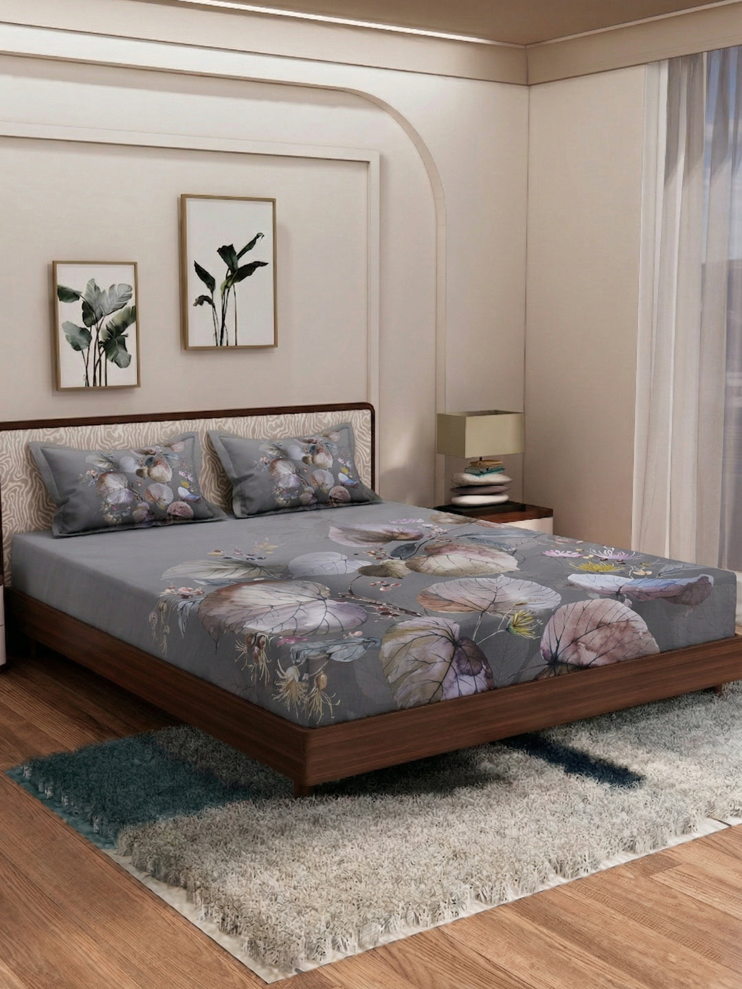 120 GSM Polyester King Size Bedsheet with 2 Pillow Covers Soft Touch Collection