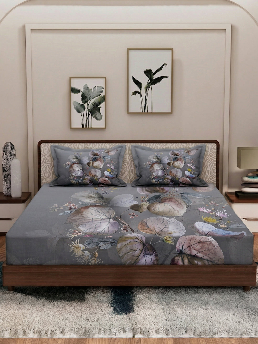 120 GSM Polyester King Size Bedsheet with 2 Pillow Covers Soft Touch Collection