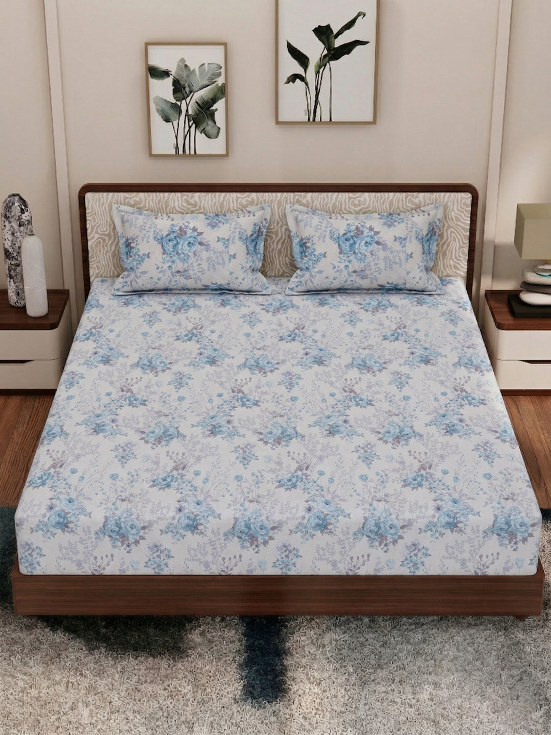 120 GSM Polyester King Size Bedsheet with 2 Pillow Covers Textura Jacquard Collection