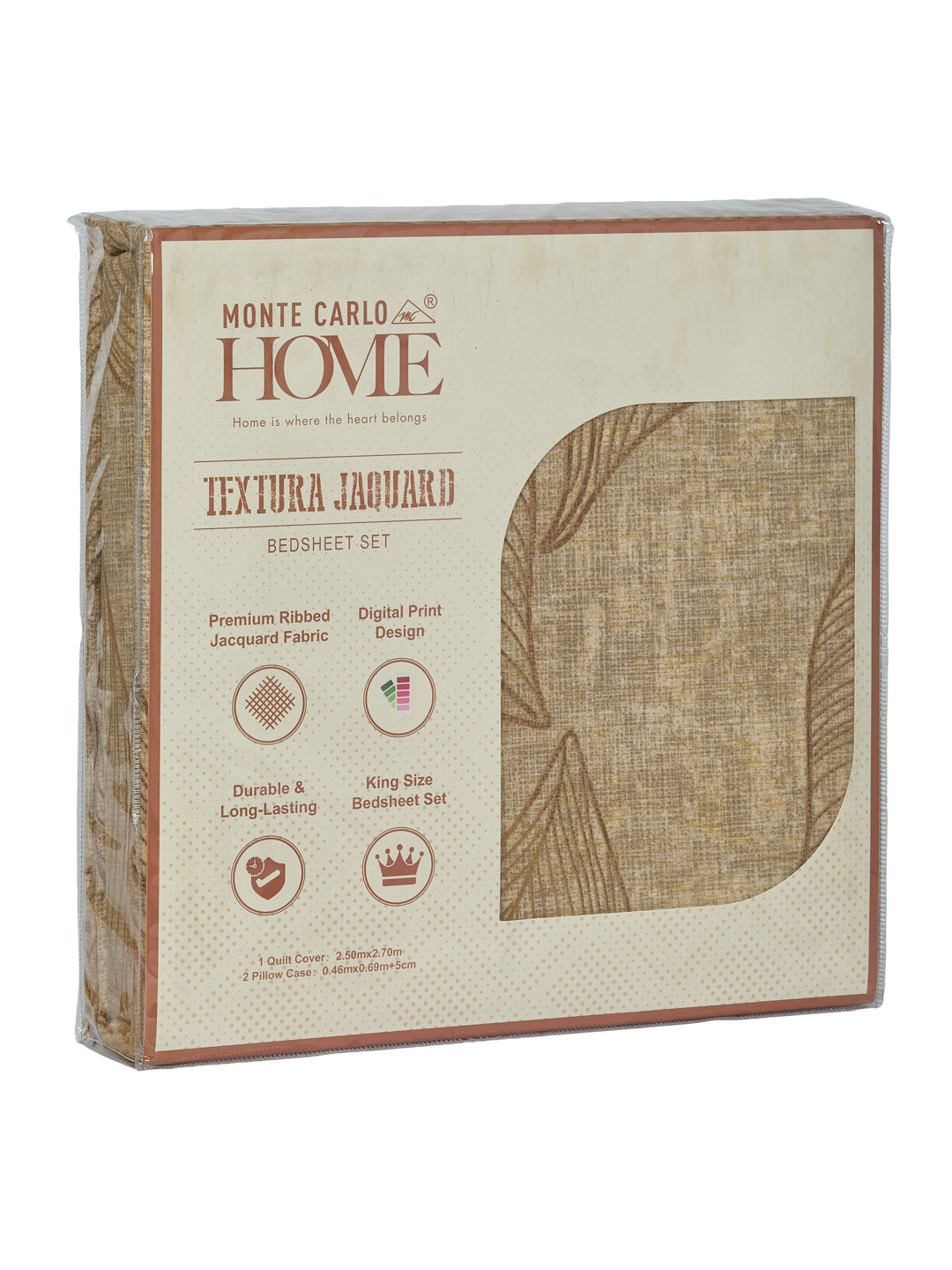120 GSM Polyester King Size Bedsheet with 2 Pillow Covers Textura Jacquard Collection