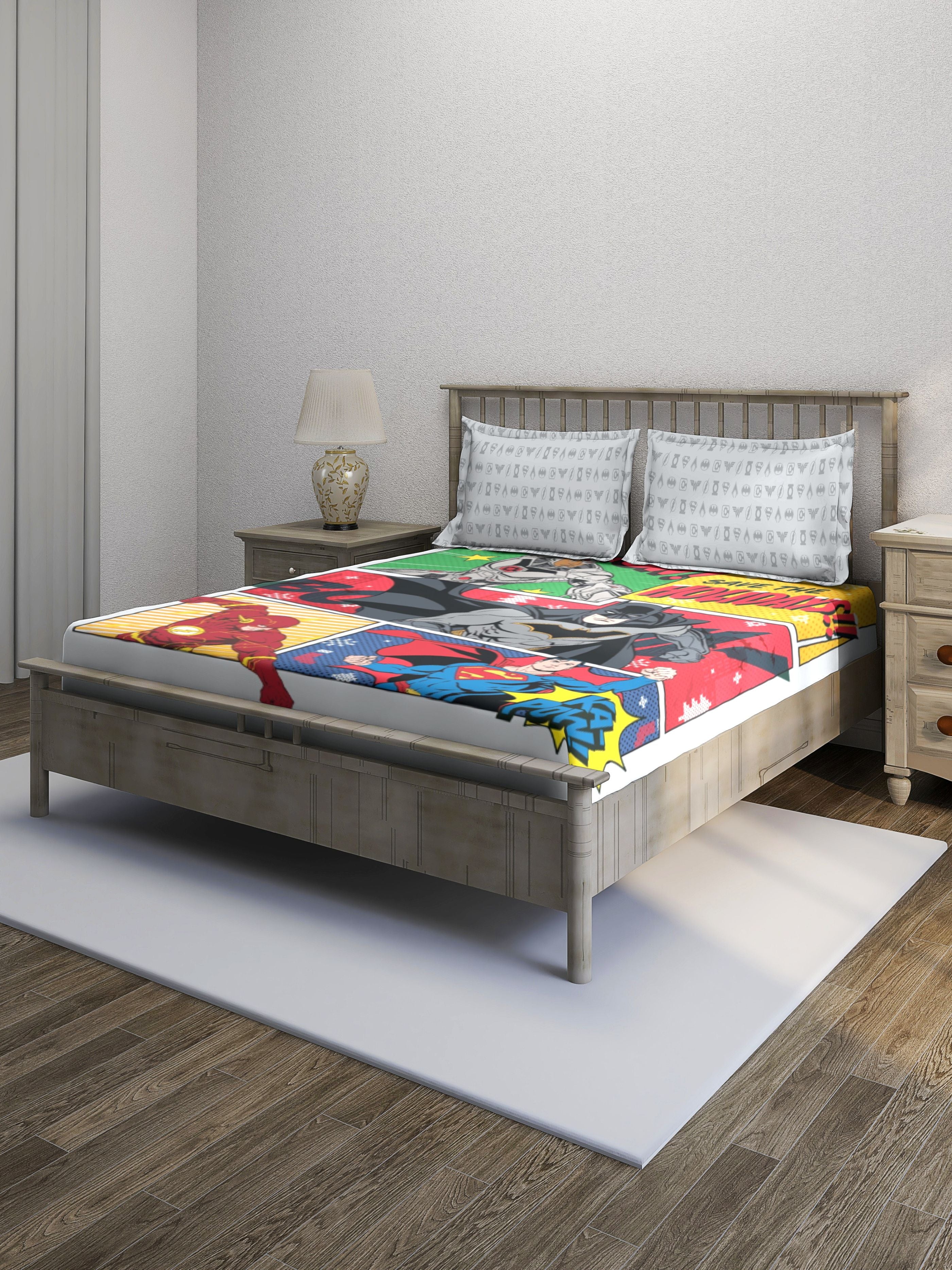 Monte Carlo TOONX Cartoon Printed 110 GSM King Size Bedsheet with 2 Pillow Covers