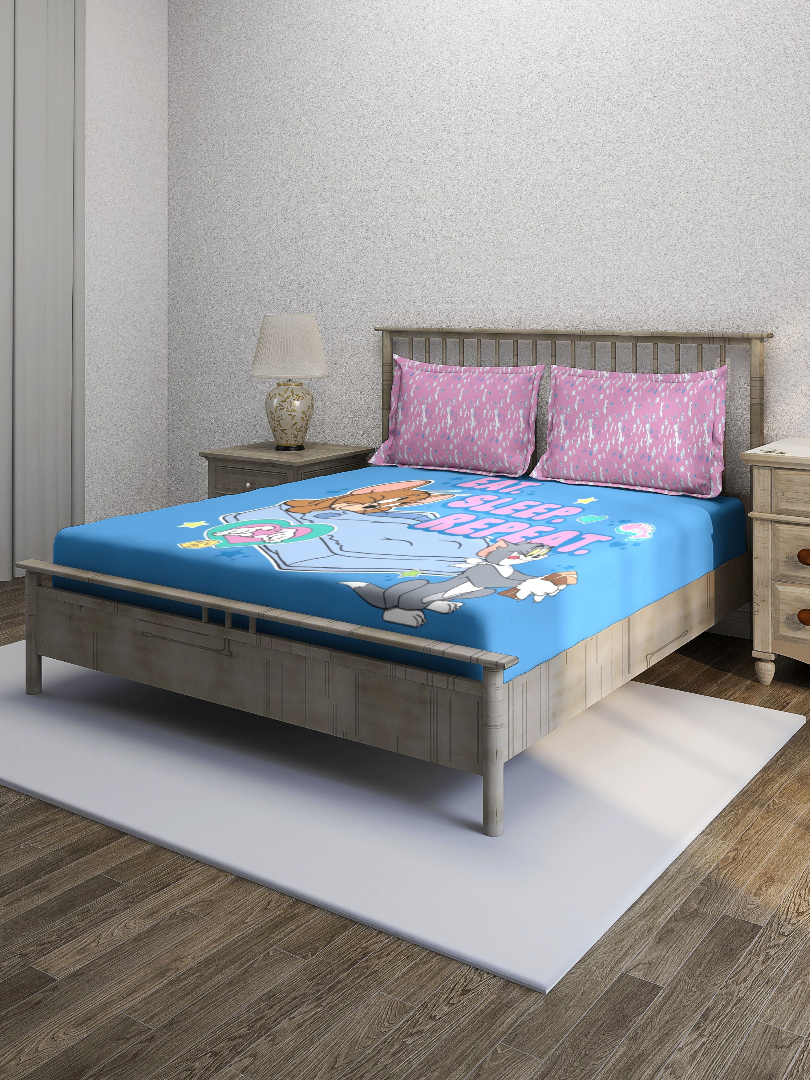 Monte Carlo TOONX Cartoon Printed 110 GSM King Size Bedsheet with 2 Pillow Covers