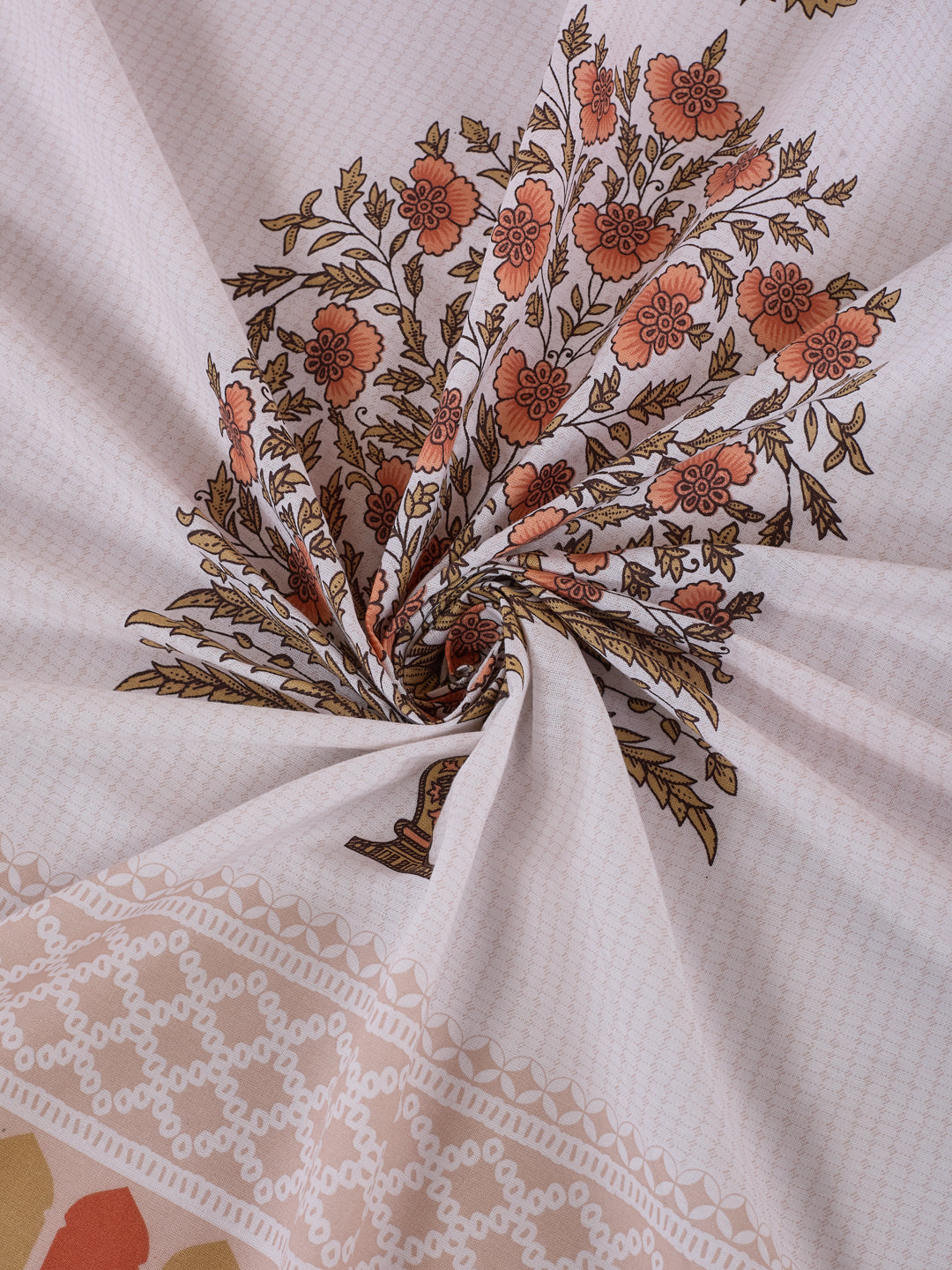 144 TC Pure Cotton King Size Bedsheet with 2 Pillow Covers Tradition Collection