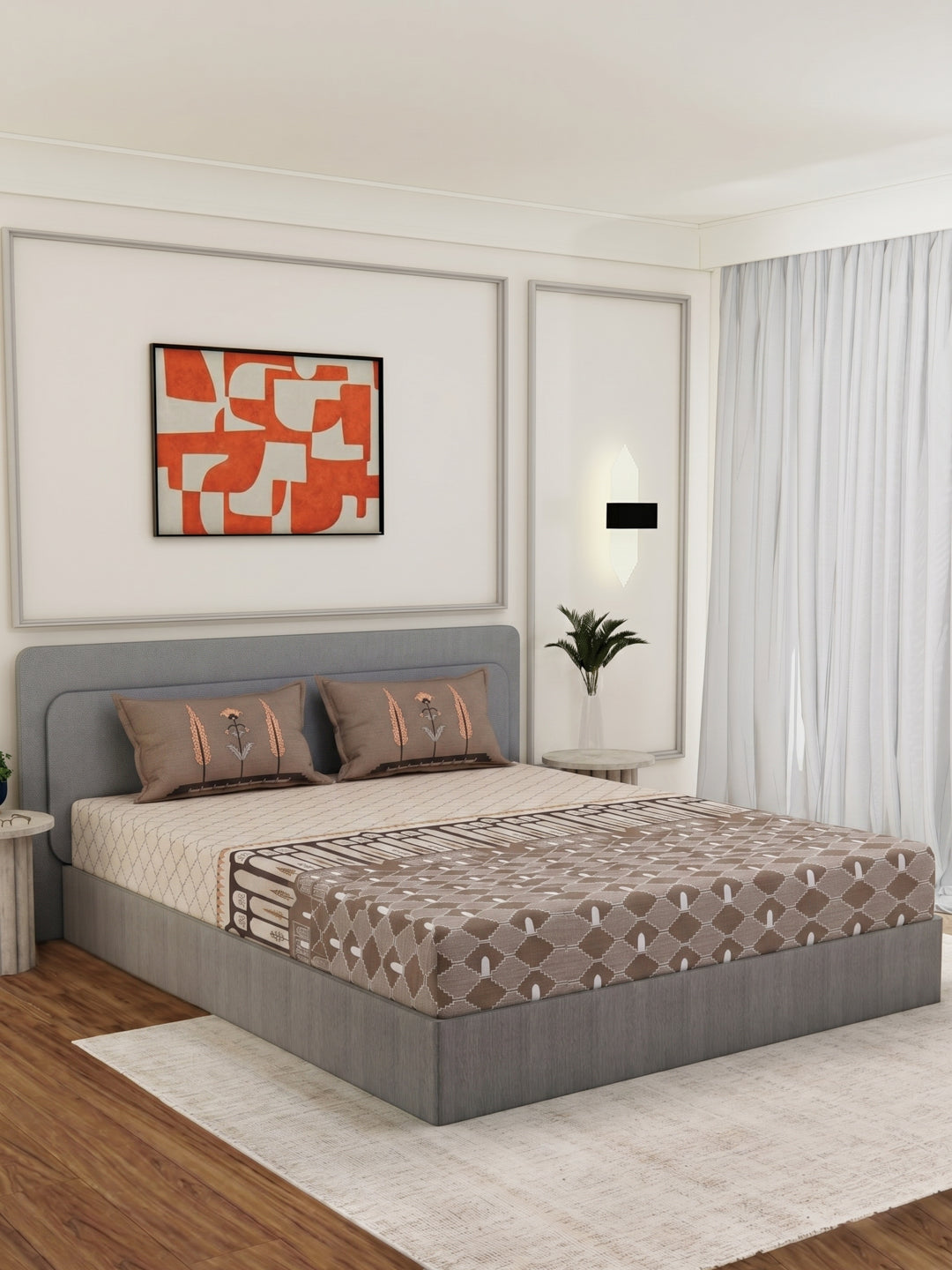 144 TC Pure Cotton King Size Bedsheet with 2 Pillow Covers Tradition Collection