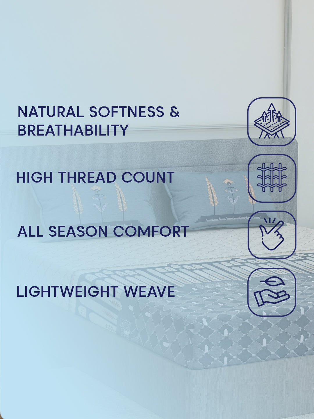 144 TC Pure Cotton King Size Bedsheet with 2 Pillow Covers Tradition Collection