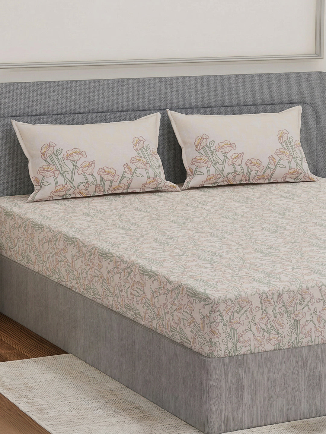Premium 200 TC Pure Cotton King Size Bedsheet with 2 Pillow Covers Classique Unique Collection