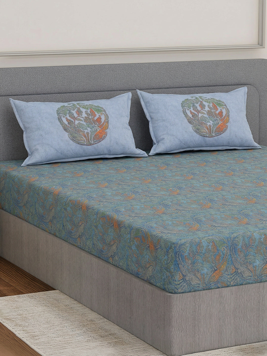 Premium 200 TC Pure Cotton King Size Bedsheet with 2 Pillow Covers Classique Unique Collection