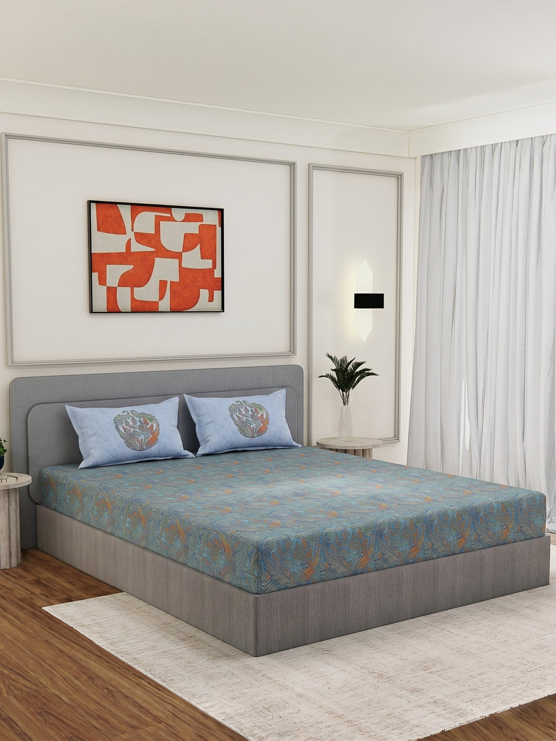 Premium 200 TC Pure Cotton King Size Bedsheet with 2 Pillow Covers Classique Unique Collection