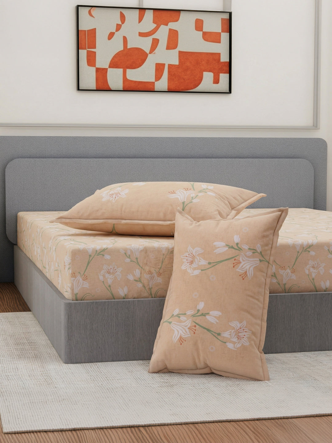 Premium 200 TC Pure Cotton King Size Bedsheet with 2 Pillow Covers Classique Unique Collection