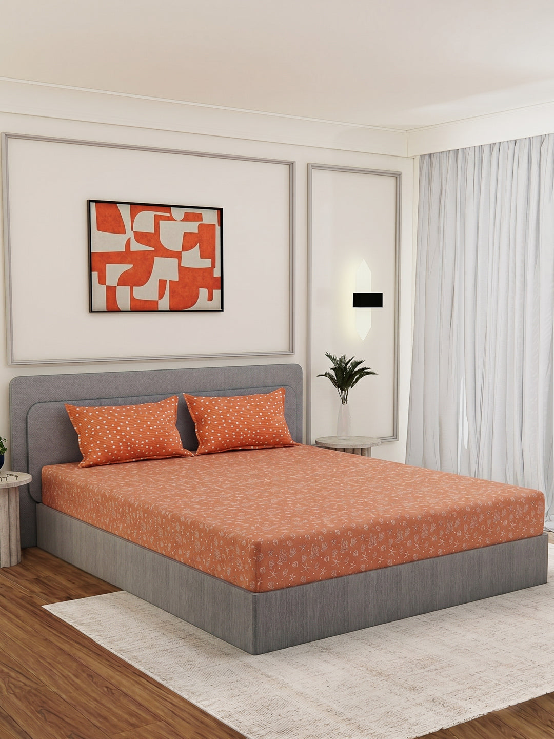 Premium 200 TC Pure Cotton King Size Bedsheet with 2 Pillow Covers Classique Unique Collection
