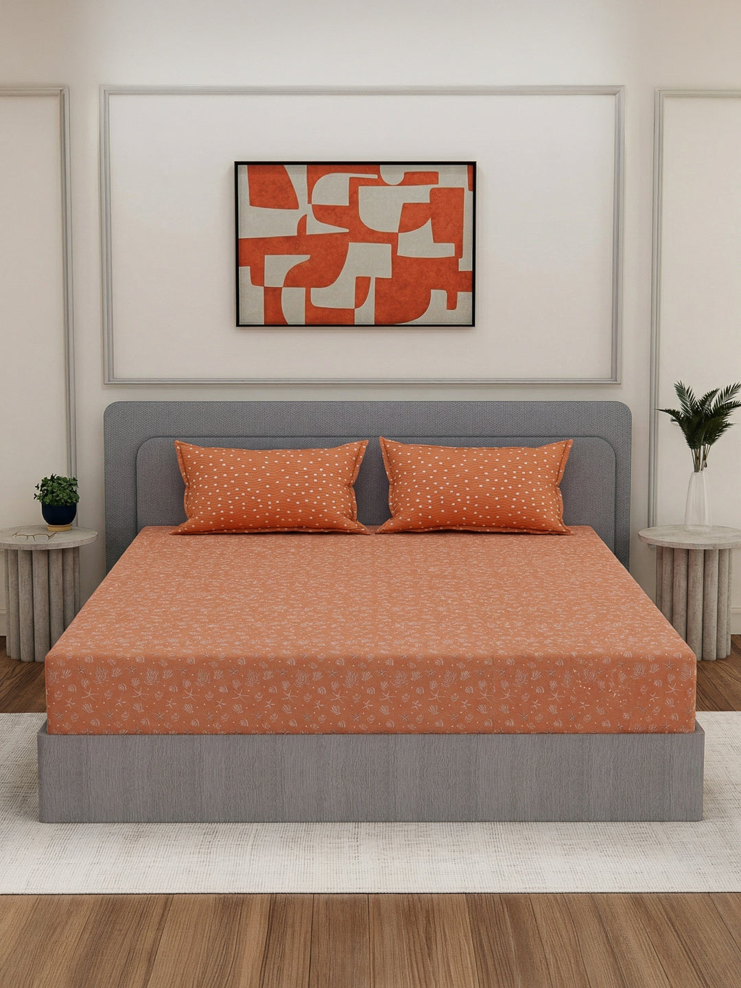 Premium 200 TC Pure Cotton King Size Bedsheet with 2 Pillow Covers Classique Unique Collection