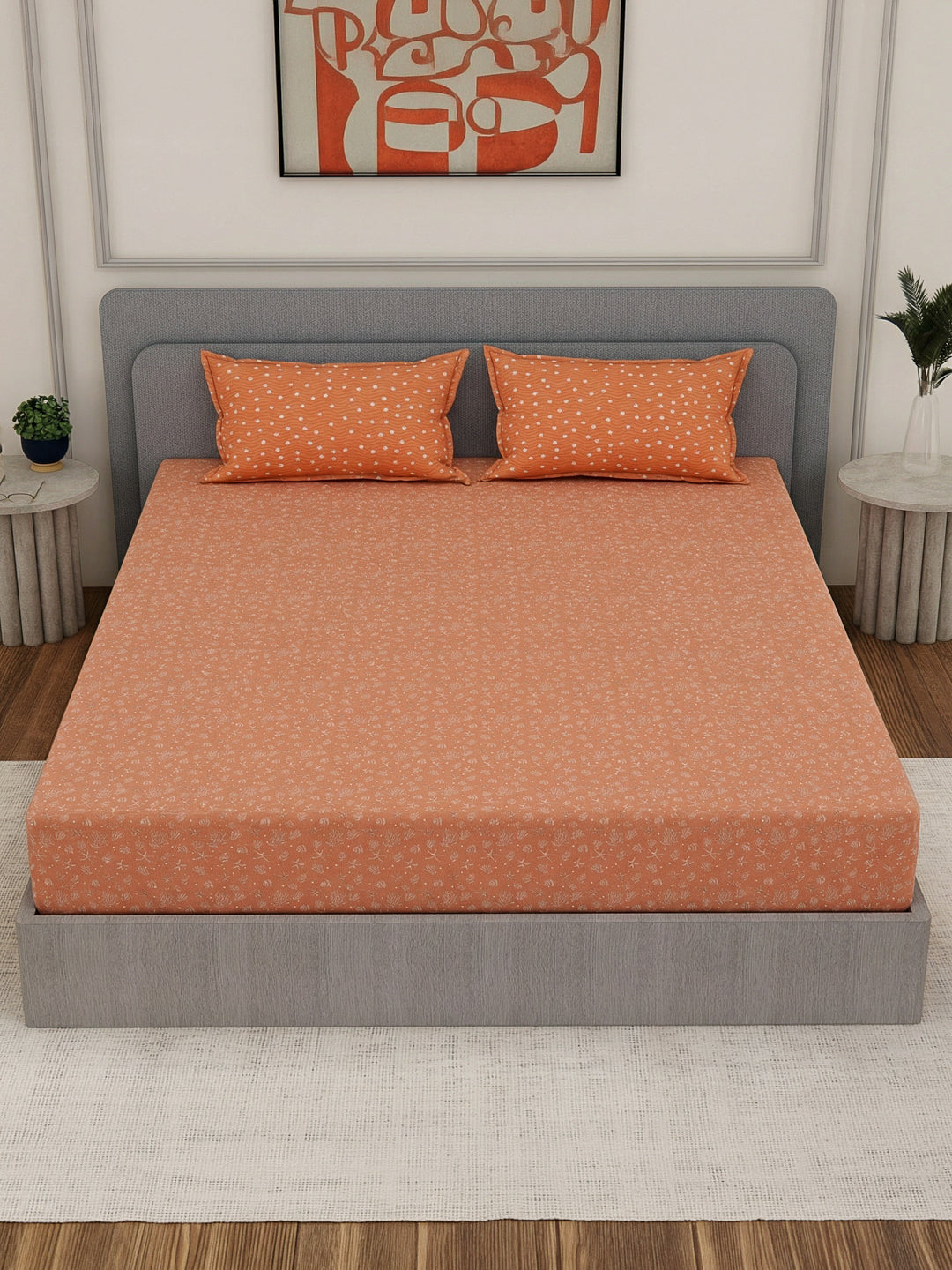 Premium 200 TC Pure Cotton King Size Bedsheet with 2 Pillow Covers Classique Unique Collection