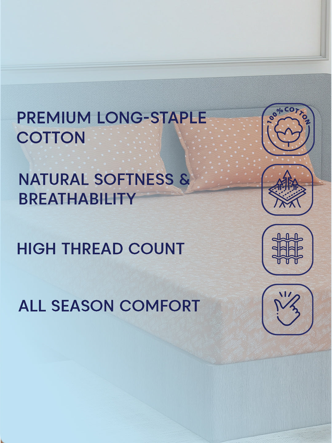 Premium 200 TC Pure Cotton King Size Bedsheet with 2 Pillow Covers Classique Unique Collection