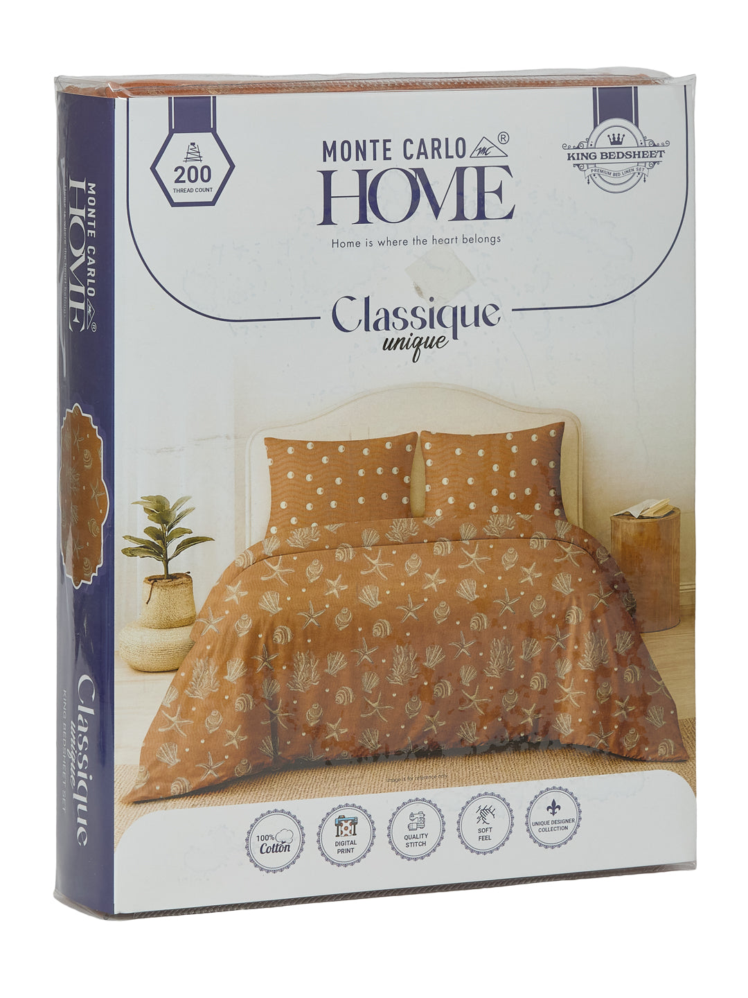 Premium 200 TC Pure Cotton King Size Bedsheet with 2 Pillow Covers Classique Unique Collection