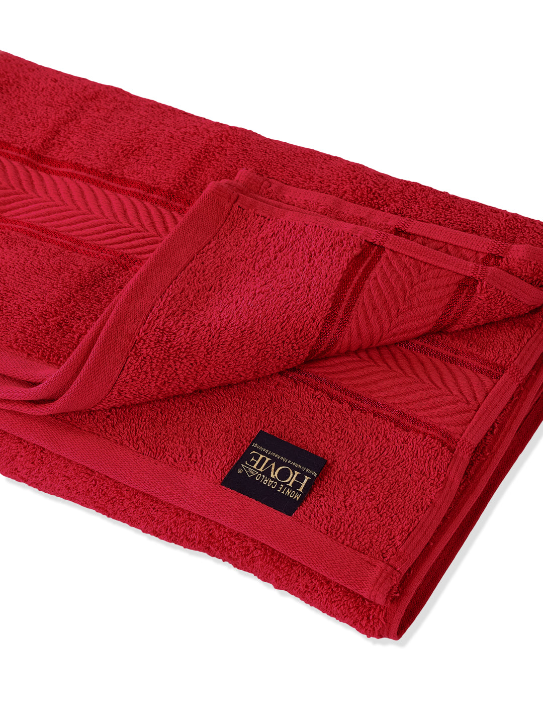 Premium Red 100% Cotton Solid 525 GSM Bath Towel Amber 1 Pc Pvc Pack