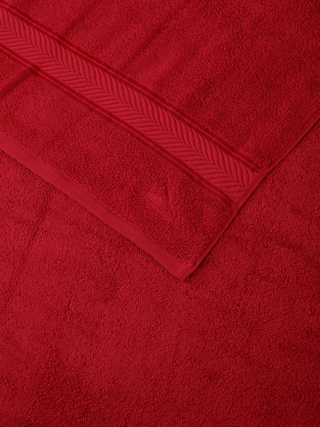 Premium Red 100% Cotton Solid 525 GSM Bath Towel Amber 1 Pc Pvc Pack