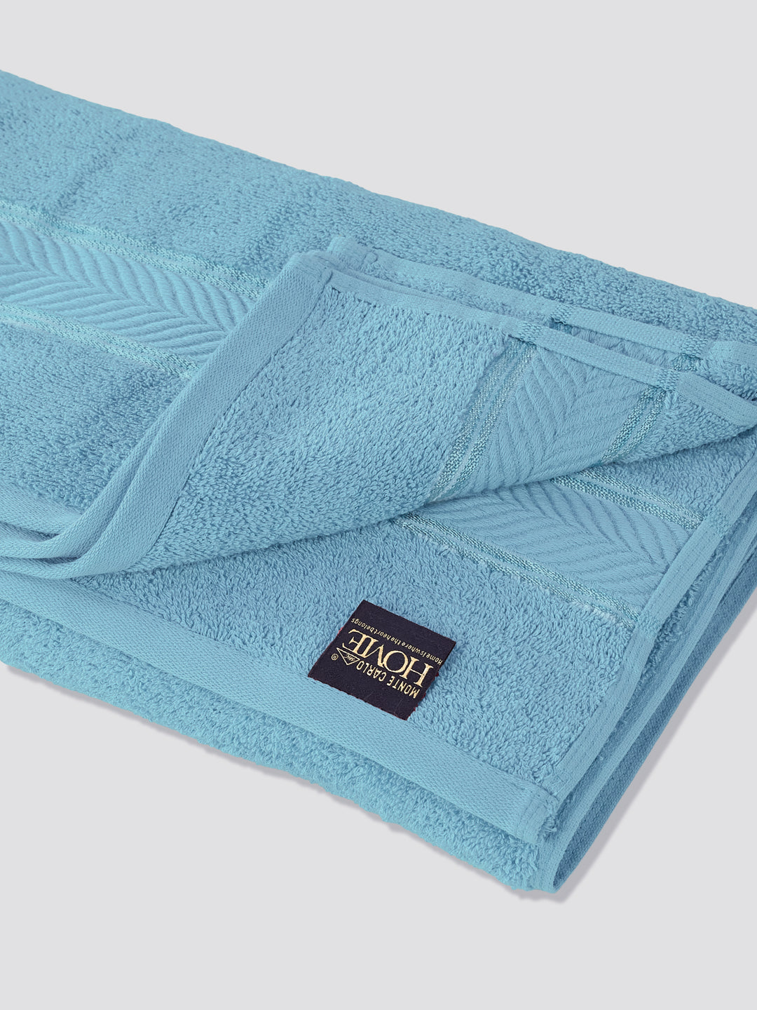 Premium Sky Blue 100% Cotton Solid 525 GSM Bath Towel Amber 1 Pc Pvc Pack