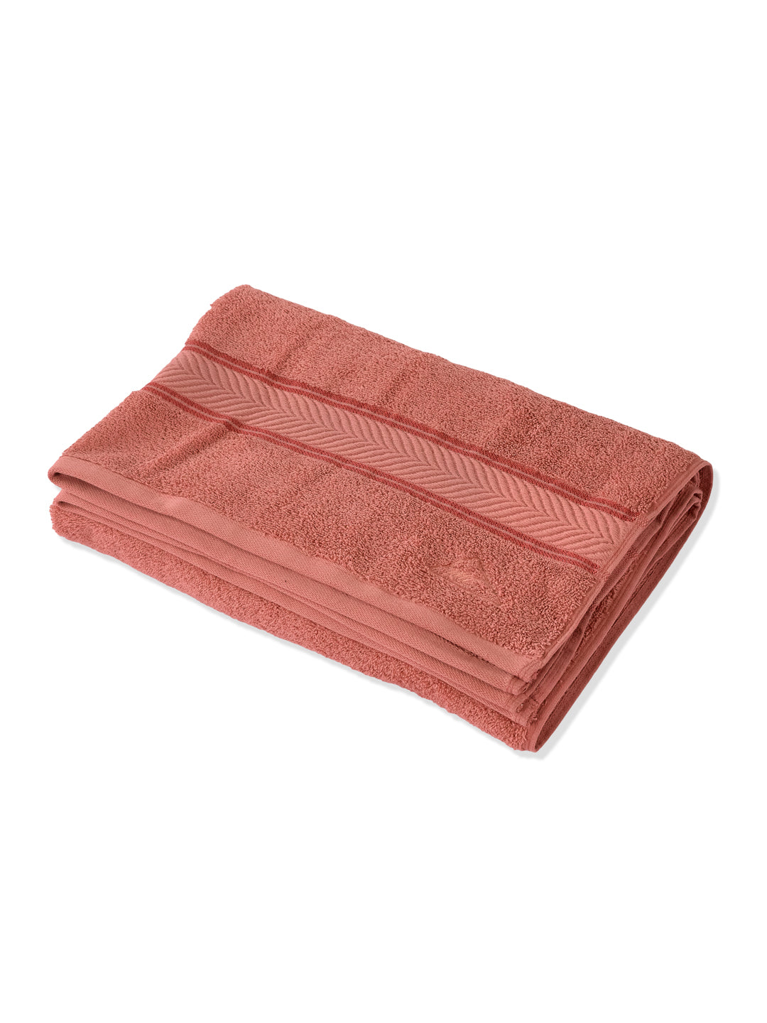 Premium Peach Pink 100% Cotton Solid 525 GSM Bath Towel Amber 1 Pc Pvc Pack