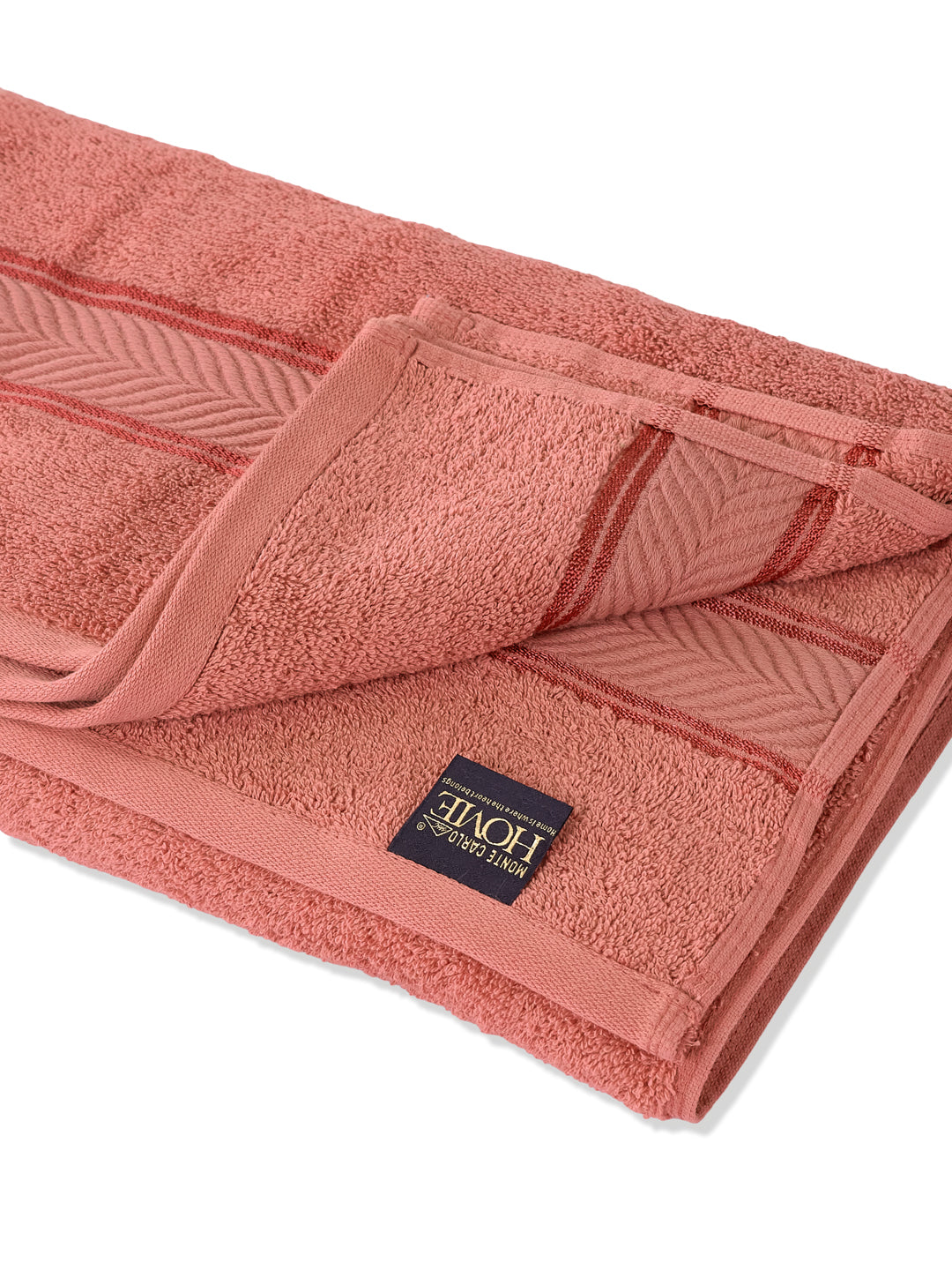 Premium Peach Pink 100% Cotton Solid 525 GSM Bath Towel Amber 1 Pc Pvc Pack