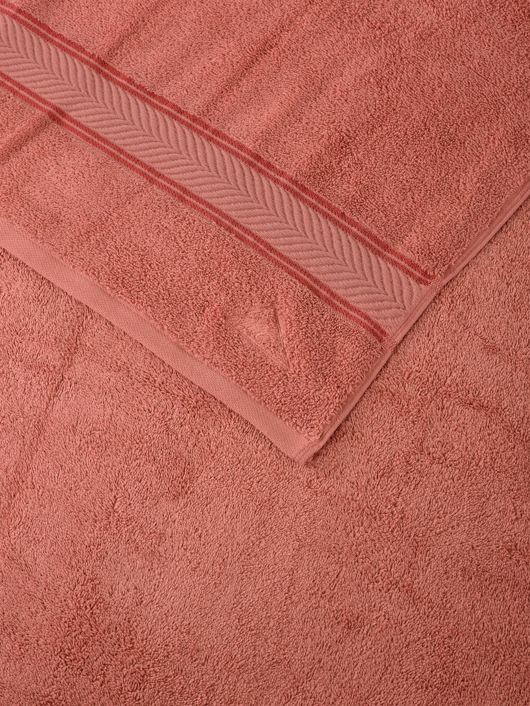 Premium Peach Pink 100% Cotton Solid 525 GSM Bath Towel Amber 1 Pc Pvc Pack