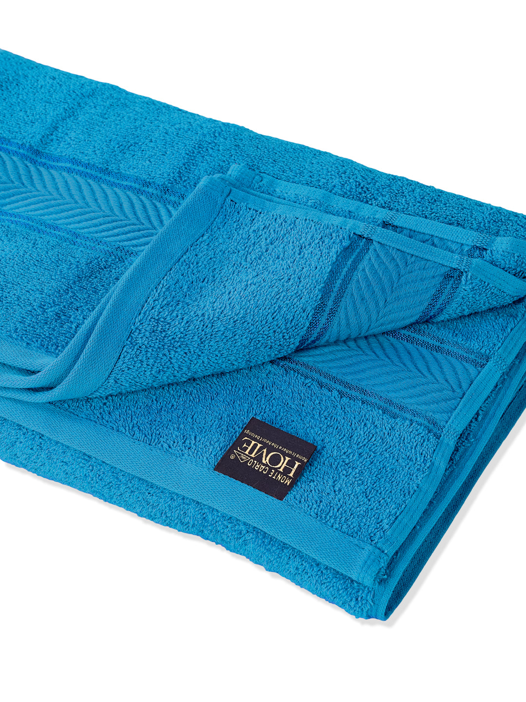 Premium Vivid Blue 100% Cotton Solid 525 GSM Bath Towel Amber 1 Pc Pvc Pack