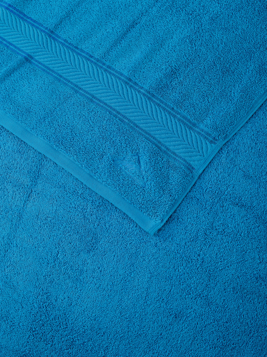 Premium Vivid Blue 100% Cotton Solid 525 GSM Bath Towel Amber 1 Pc Pvc Pack
